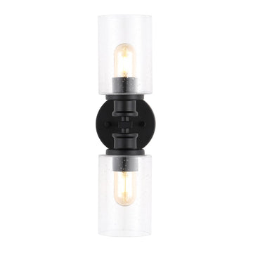 Jules Edison 16.5" Cylinder Iron/Seeded Glass Farmhouse Contemporary LED Wall Sconce - JONATHAN Y